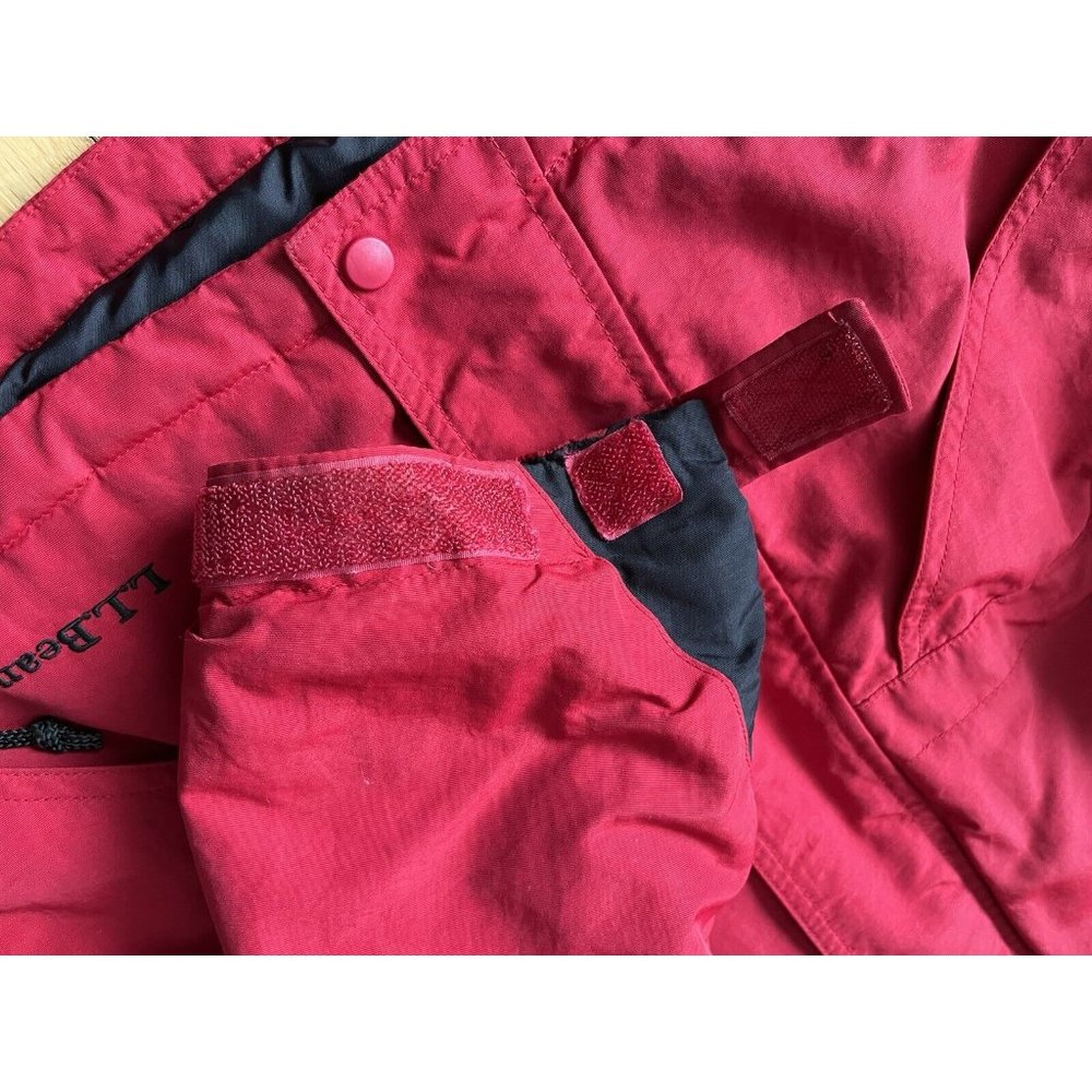 LL Bean Vtg WOMENS Thinsulate Hooded Jacket Parka Red Black 0RF98 Medium Regular